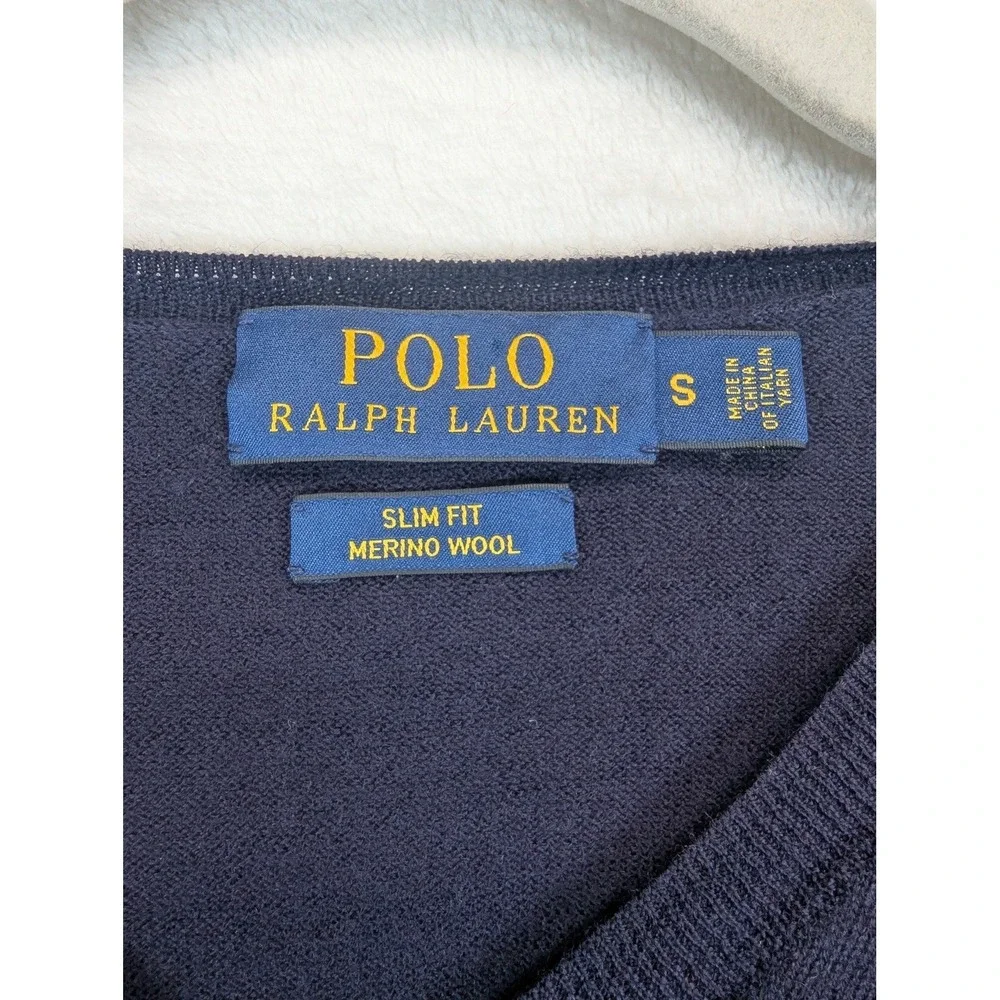 Polo Ralph Lauren Merino Wool Leather Men Small Purple Cardigan Sweater